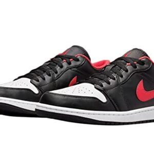 Jordan Men's Air Jordan 1 Low Sneaker, Black/Fire Red-white, 10