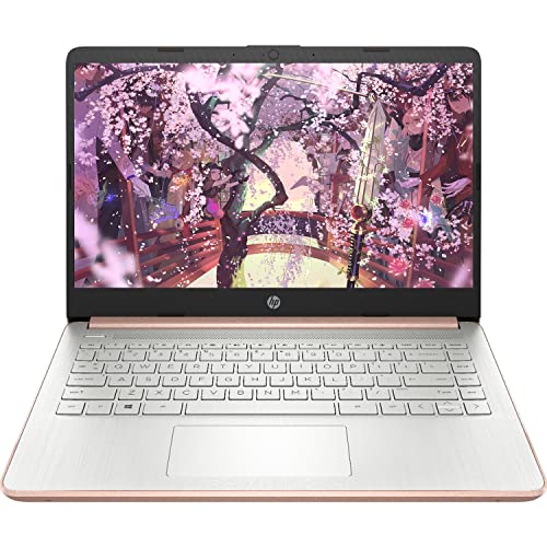 HP Premium 14-inch HD Thin and Light Laptop, Intel Dual-Core Processor, 16GB RAM, 64GB Storage, Long Battery Life, Webcam, Bluetooth, HDMI, Wi-Fi, Rose Gold, Windows 11 + 1 Year Microsoft 365