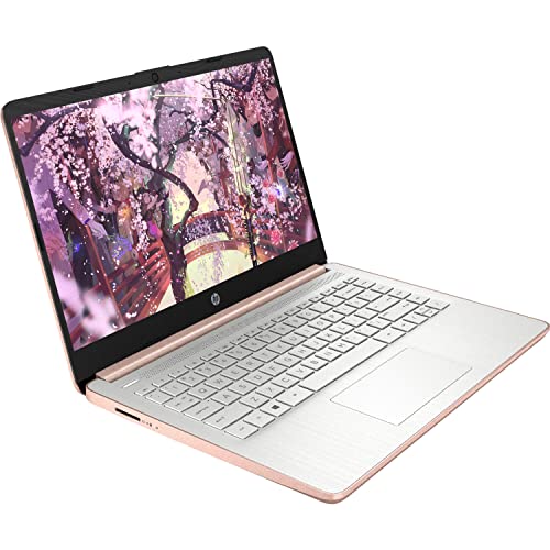 HP Premium 14-inch HD Thin and Light Laptop, Intel Dual-Core Processor, 16GB RAM, 64GB Storage, Long Battery Life, Webcam, Bluetooth, HDMI, Wi-Fi, Rose Gold, Windows 11 + 1 Year Microsoft 365