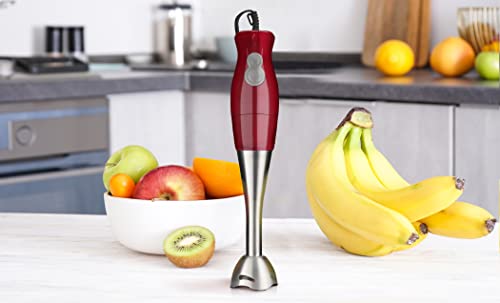 Eternal Living Immersion Hand Blender Handheld Electric Heavy Duty, Red