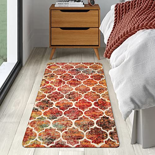 Lahome Moroccan 2x4 Rugs Washable Runner Rugs, Non-Slip Kitchen Rug Runner Throw Laundry Room Rug Small Rugs for Bedroom Colorful Distressed Carpet for Entrance Bathroom (2'x4', California Sunset)