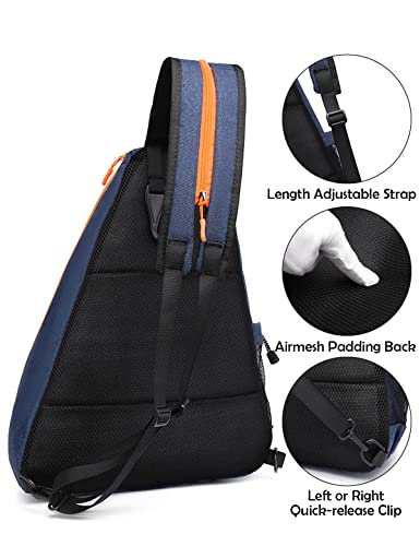 OUTPLORER Pickleball Bag for Men Women Pickleball Backpack Reversible Crossbody Sling Bag Sports Pickleball Sling Bag Adjustable Pickleball Backpack with Fence Hook (Neon Orange A, Middle)