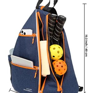 OUTPLORER Pickleball Bag for Men Women Pickleball Backpack Reversible Crossbody Sling Bag Sports Pickleball Sling Bag Adjustable Pickleball Backpack with Fence Hook (Neon Orange A, Middle)