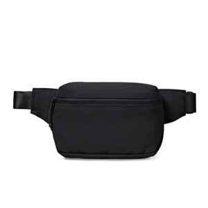 ododos 2l belt bag for women men, crossbody fanny packs with adjustable strap waist pouch for workout hiking running travel, black