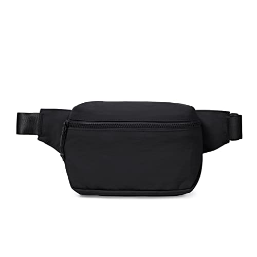 ODODOS 2L Belt Bag for Women Men, Crossbody Fanny Packs with Adjustable Strap Waist Pouch for Workout Hiking Running Travel, Black