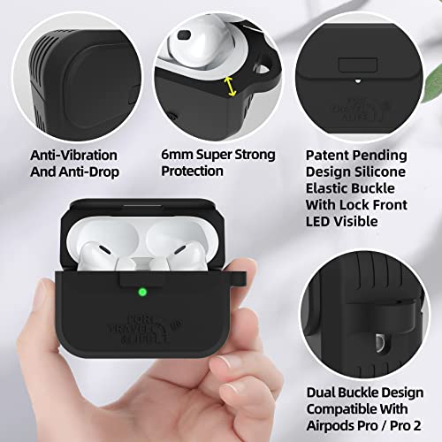 Doboli Compatible with AirPods Pro 2nd/1st Generation Case Cover,Secure Lock Full Protective Silicone Skin Accessories for Women Men with Apple AirPods Pro 2022/2019 Charging Case,Design by Doboli