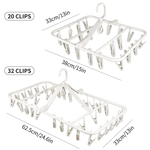 Foyer Nuage Plastic PP Drying Hanger, Anti-Rusty Drying Rack for Clothes, Socks, Lingeries, Delicates, Drying Hanger with 20 Clips for Baby Clothes, Towels