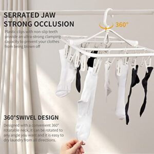 Foyer Nuage Plastic PP Drying Hanger, Anti-Rusty Drying Rack for Clothes, Socks, Lingeries, Delicates, Drying Hanger with 20 Clips for Baby Clothes, Towels
