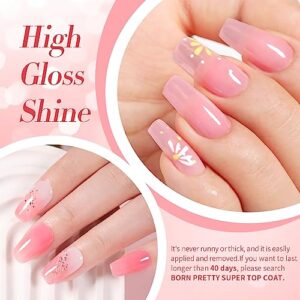 Born Pretty Jelly Gel Nail Polish Sheer Pink Gel Nail Polish Crystal Transparent Milky Gel Polish Kit Nail Art Varnish Collection Gift Set 10ML 6PCS