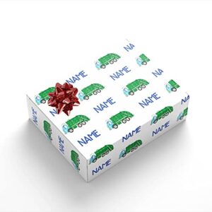 tyymndwp personalized wrapping paper with name garbage truck wrapping paper for birthday boy christmas valentine's day wedding holiday gift wrap funny wrapping paper roll 58"x 23"
