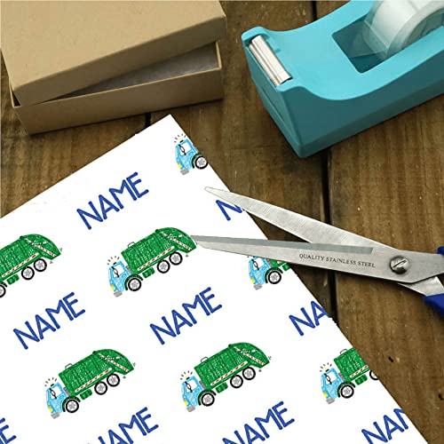 TYYMNDWP Personalized Wrapping Paper with Name Garbage Truck Wrapping Paper for Birthday Boy Christmas Valentine's Day Wedding Holiday Gift Wrap Funny Wrapping Paper Roll 58"x 23"