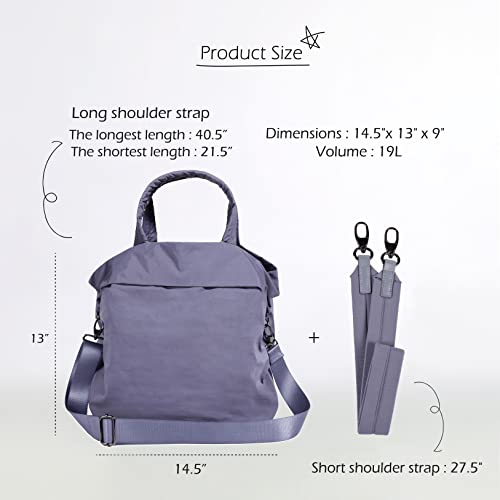 ODODOS 19L Multi Hobo Bags 2.0 with 2 Straps for Women, Totes Handbags, Crossbody Shoulder Bags, Dark Lavender