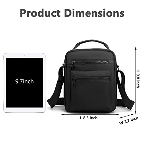 chinatera Small Crossbody Messenger Bag for Men Shoulder Satchel Bags for Travel Casual Side Bag (Black)