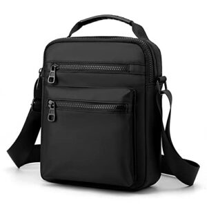 chinatera Small Crossbody Messenger Bag for Men Shoulder Satchel Bags for Travel Casual Side Bag (Black)