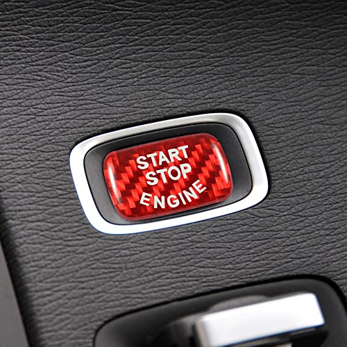 TOMALL Car Engine Start Button Cover Trim Compatible with Volvo XC60 S60 S80 Push Start Stop Button Ring Emblem Engine Ignition Keyless Cap Sticker for Car Carbon Fiber Interior Accessories Red Decor
