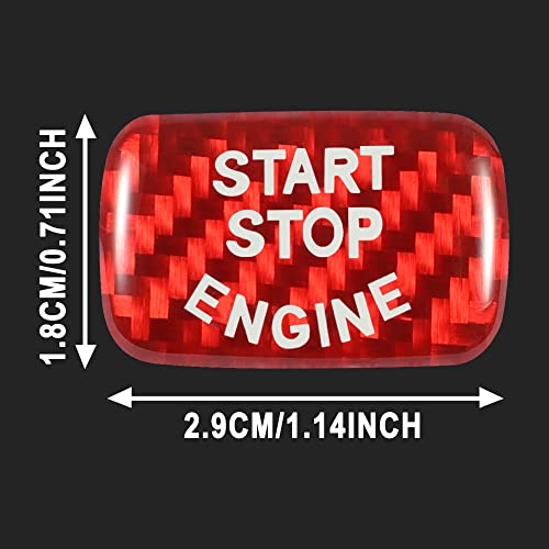 TOMALL Car Engine Start Button Cover Trim Compatible with Volvo XC60 S60 S80 Push Start Stop Button Ring Emblem Engine Ignition Keyless Cap Sticker for Car Carbon Fiber Interior Accessories Red Decor