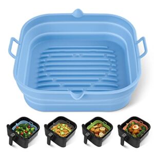 loveuing silicone air fryer liners square - reusable airfryer silicone basket - easy to clean air fryers silicone pot for 5.8 to 8 qt air fryer baking tray oven accessories, 8.5 inch large