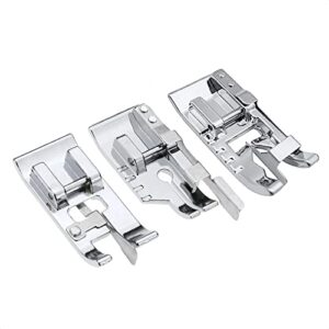 tiseker 3 pcs sewing machine presser foot set of 1/4 inch quilting patchwork presser foot, stitch in ditch foot and overcast presser foot for all low shank snap-on singer, brother, babylock, euro-pro