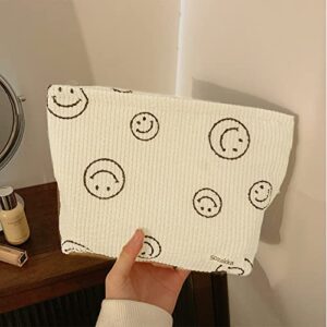 HOYDATE Corduroy Cosmetic Bag with Zipper Cosmetic Bags Large Capacity Makeup Bags Travel Toiletry Bag Accessories Organizer Pouch Cosmetic Bag for Women Teen Girls(Beige)