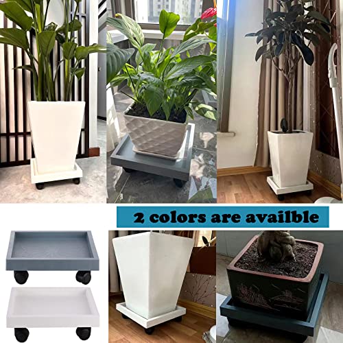 3 Pack Square Plant Caddy with Wheels Rolling Plant Stand with Wheels 12 Inch Plant Dolly Heavy Duty Large Potted Plant Mover with Casters for Indoor and Outdoor, White