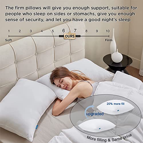 Bedsure Firm Pillows Queen Size Set of 2, Firm Queen Bed Pillows for Sleeping Hotel Quality, Queen Pillows 2 Pack Supportive, Down Alternative Pillow for Side and Back Sleeper