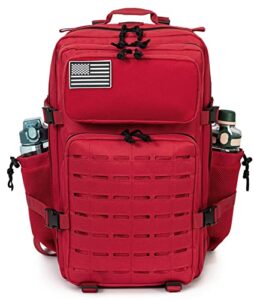 qt&qy red military tactical backpacks for women ccw army laser cut molle daypack 45l large 3 day bug out bag gym rucksack with bottle holder medical rucksack