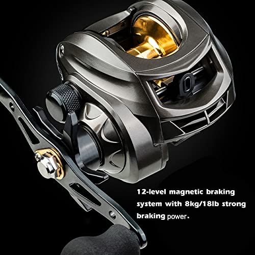 ERYUE Fishing Reel,Fishing Reel Casting Reel Baitcaster 7.2:1 High Speed Spinning Reel with Magnetic Brake 18LB Max Drag for Left Hand