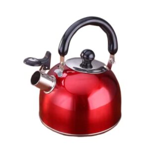 whistling tea kettle stainless steel whistling teapot water kettle boiling kettle for gas stove stovetop-red||2l