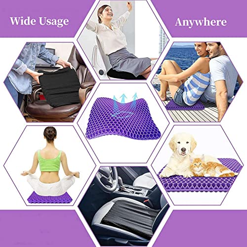 Gel Seat Cushion for Long Sitting, Double Thick Office Desk Home Wheelchair Seat Cushions for Back Hip Sciatica Tailbone Pain Sore Pressure Relief, Egg Gel Cooling Game Chair Pad for Car Truck Driver