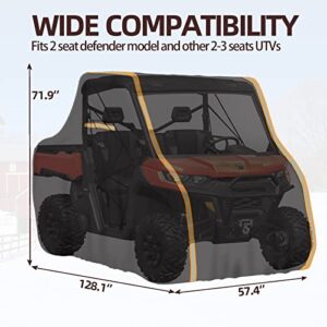 StarknightMT UTV Cover 2-3 Seaters, Universal 420D Heavy Duty Cover Compatible with Can Am X3 Defender Commander Polaris RZR Ranger CFMOTO ZForce UForce Pioneer Kawasaki Mule Teryx 128"x57"x72"