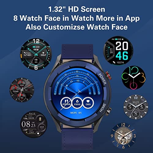 BRIBEJAT BT2 Pro Smart Watch for Men Compatible with Samsung iPhone Android Phones (Dial/Answer Calls) Built-in Music Player, Voice Assistant, Real-time Heart Rate & Sleep Monitor, Blue and Gray