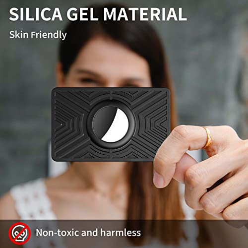 Dovick-Airtag Wallet Holder,Card Case Compatible Apple Air Tag for Wallet Purse Handbag |Flexible |Thin | Black 2 Pack