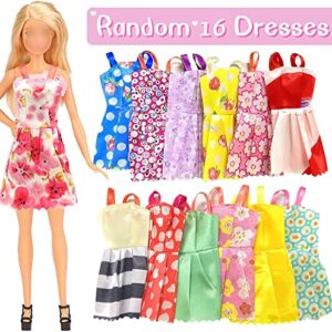 96 PCS Doll Clothes and Accessories for Barbie 11.5 inch Doll 16 Slip Dresses 20 Pair of Shoes 10 Handbags 30 Jewelry Accessories Fashion Outfits Necklace Mirror Earring Crown Hanger in Random