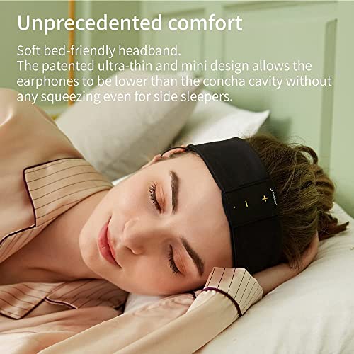 GoNovate Sleep Headphones Bluetooth Headband for Side Sleeper with 24-Hour Playtime -2023 Updated Version 1 Size for All -World's First Headband Wireless Earbuds for Sleeping