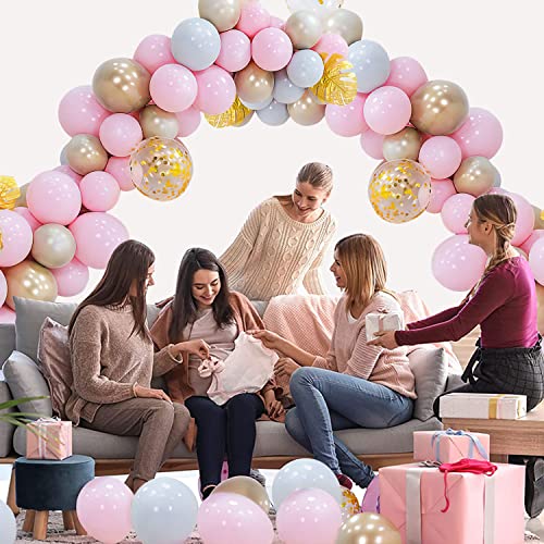 Pink Balloons Garland Arch Kit, Light Pink Gold White Balloons Confetti Latex Metallic Balloons for Girl Birthday Baby Shower Bridal Shower Wedding Party Decorations Supplies