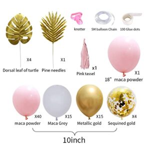 Pink Balloons Garland Arch Kit, Light Pink Gold White Balloons Confetti Latex Metallic Balloons for Girl Birthday Baby Shower Bridal Shower Wedding Party Decorations Supplies