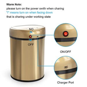 Smart Trash Can 3.5 Gallon Stainless Steel Garbage Can with Automatic Packaging Function, Touchless Trash Can, Intelligent Induction Trash Bin for for Bathroom Kitchen Office(Champagne Gold)