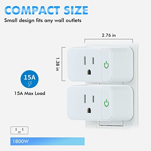 Alastech Smart Plug, Smart Home Wi-Fi Outlet Compatible with Alexa, Echo, Google Home, 15A Wi-Fi Socket for Home Automation, ETL & FCC Listed