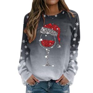 ugly christmas sweater for women crewneck funny graphic printed long sleeve shirts xmas pullover top 2022 (z5-grey, xl)