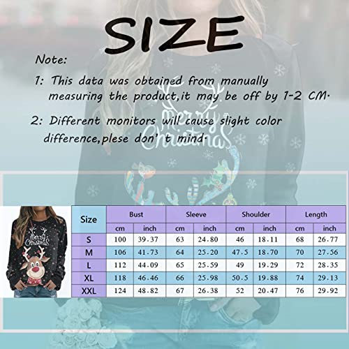 Ugly Christmas Sweater for Women Crewneck Funny Graphic Printed Long Sleeve Shirts Xmas Pullover Top 2022 (Z5-Grey, XL)