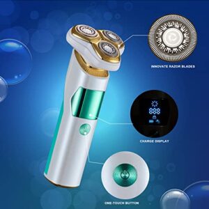 Styleader Aluminum Foil Shaver, with 24K Gold Coated Foil Blade and Popup Beard Trimmer, Rechargeable Electric Razor for Men (White Green)