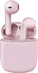 wireless earbuds, bluetooth headphones with microphone, ipx7 waterproof, 35h playtime, high-fidelity stereo earphones,compatible with apple/ios/android,for running/fitness/work - pink