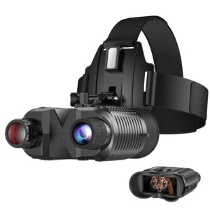 arzzuniu head-mounted night vision goggles - rechargeable hands free night vision binoculars goggles,1312ft digital infrared viewing for adults,include 32gb sd card,8x digital zoom