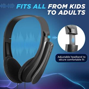 20 Pcs Classroom Headphone with Microphone Bulk On-ear Mic over Ear Headsets Kids Earphones Classroom Students Lightweight Children Class Headphones for School Office, Meetings, Chat, Black