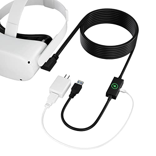 AODELAN Link Cable 16 FT Compatible with Meta/Oculus Quest 2 Accessories and PC/Steam VR,with Separate Charging Port & High Speed PC Data Transfer,USB 3.0 to USB C Cable for VR Headset and Gaming PC