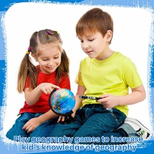 12 Pieces World Globe with Stand 4.6 Inches Geographic World Globe for Kids Learning Educational and Decorative Globes of the World with Stand Globe Decor for Kids Students Classroom Desk Decor, Blue