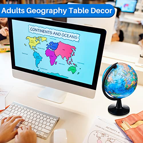 12 Pieces World Globe with Stand 4.6 Inches Geographic World Globe for Kids Learning Educational and Decorative Globes of the World with Stand Globe Decor for Kids Students Classroom Desk Decor, Blue