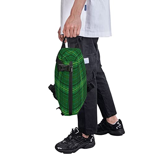 Crossbody Sling Backpack St-Patrick-British-Green-Plaid Travel Hiking Chest Daypack One Strap Shoulder Bag