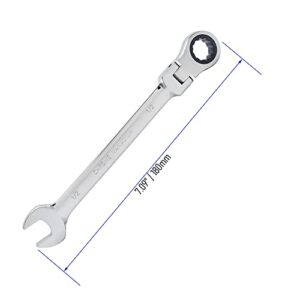 FOCMKEAS 1/2 Inch Flex-Head Ratcheting Combination Wrench SAE 72 Teeth 12 Point Ratchet Box Ended and Open End Spanner Tools, Flexible Head Gear Wrench, Heat-Treated CR-V