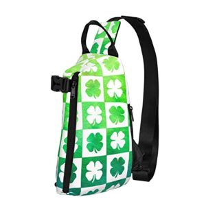 crossbody sling backpack st-patrick's-day-clover travel hiking chest daypack one strap shoulder bag